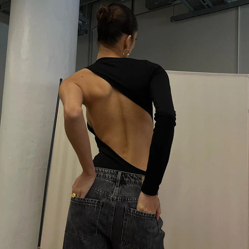 Combinaison chemise noire dos nu