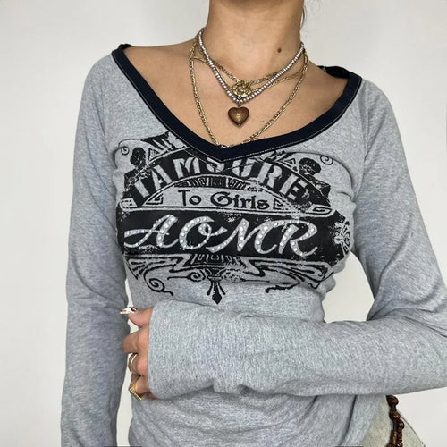 T-shirt col V manches longues