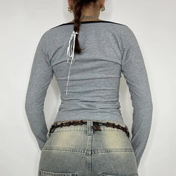 T-shirt col V manches longues
